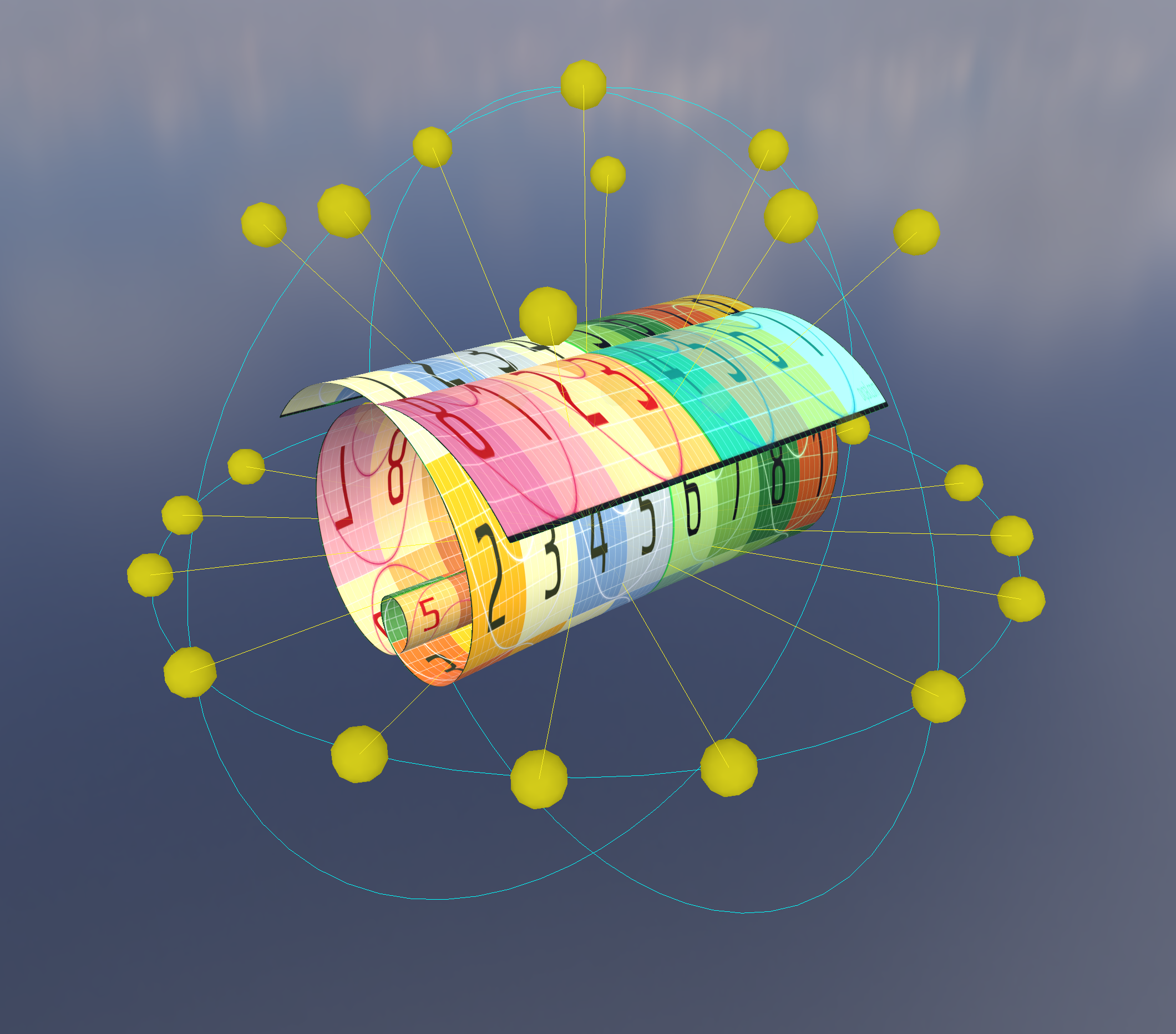 Octahedral lattice points around some object.