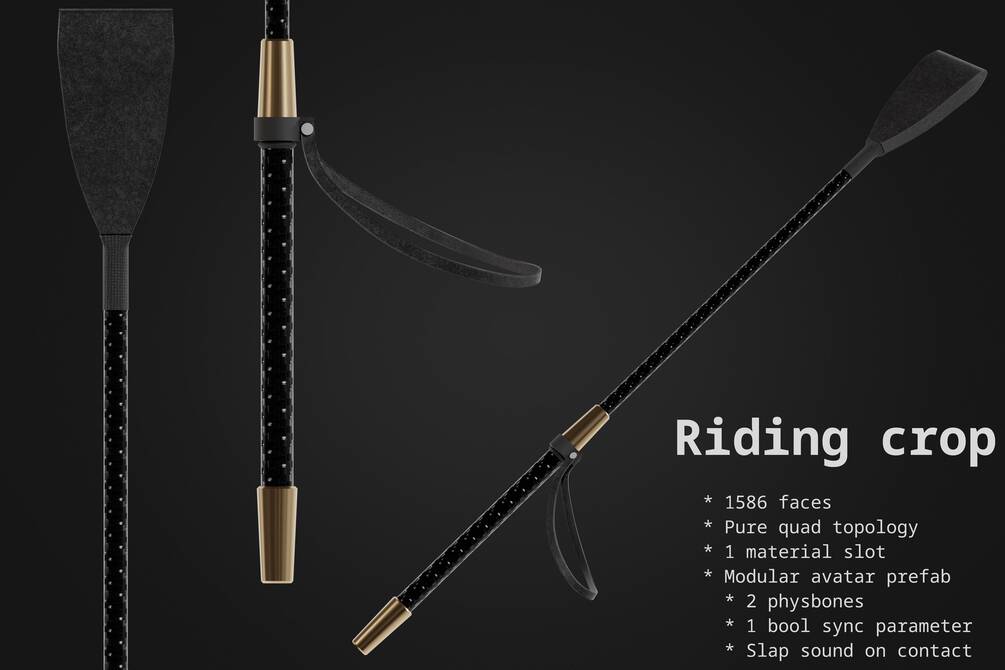 Image of a 3D model of a riding crop.